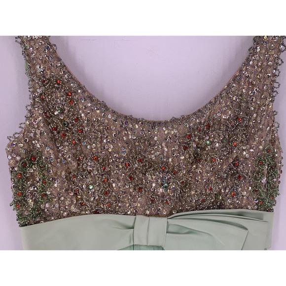 Vintage NEIMAN MARCUS Hand Beaded Maxi Dress Green NOS - Picture 5 of 11